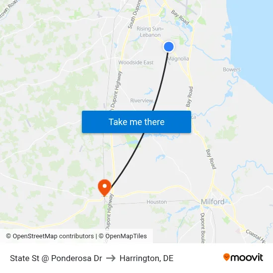 State St @ Ponderosa Dr to Harrington, DE map