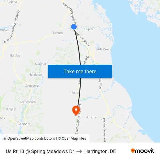 Us Rt 13 @ Spring Meadows Dr to Harrington, DE map