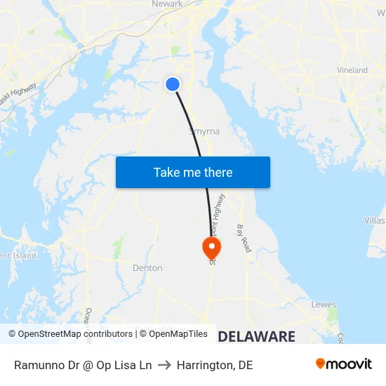 Ramunno Dr @ Op Lisa Ln to Harrington, DE map