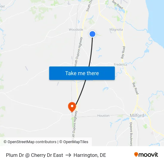 Plum Dr @ Cherry Dr East to Harrington, DE map