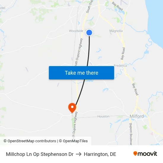 Millchop Ln Op Stephenson Dr to Harrington, DE map