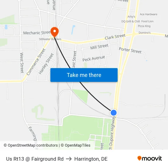 Us Rt13 @ Fairground Rd to Harrington, DE map