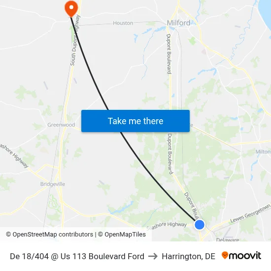 De 18/404 @ Us 113 Boulevard Ford to Harrington, DE map