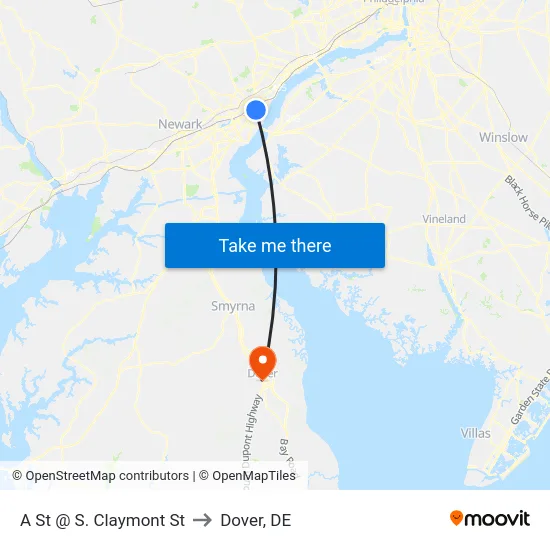 A St @ S. Claymont St to Dover, DE map