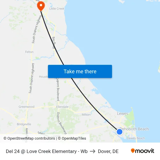 Del 24 @ Love Creek Elementary - Wb to Dover, DE map