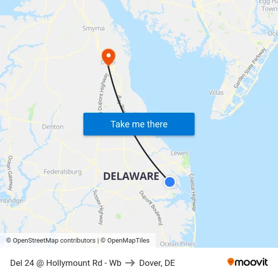 Del 24 @ Hollymount Rd - Wb to Dover, DE map