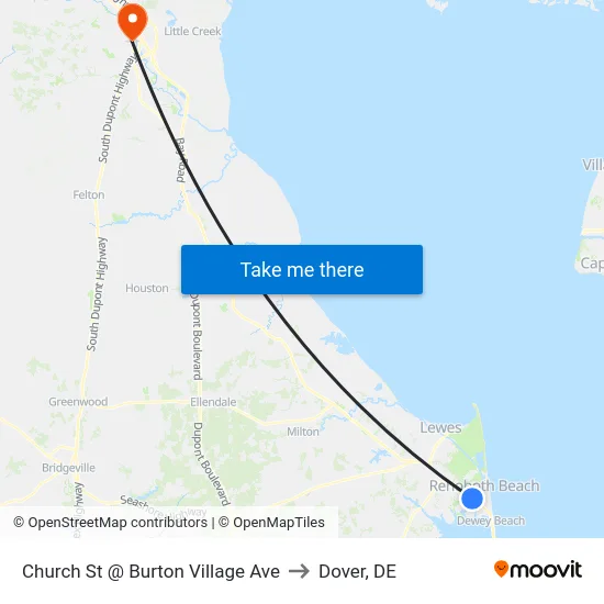 Church St @ Burton Village Ave to Dover, DE map