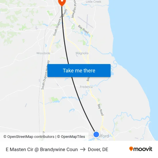 E Masten Cir @ Brandywine Coun to Dover, DE map