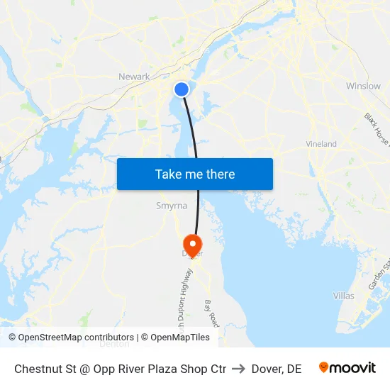 Chestnut St @ Opp River Plaza Shop Ctr to Dover, DE map