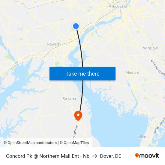 Concord Pk @ Northern Mall Ent - Nb to Dover, DE map