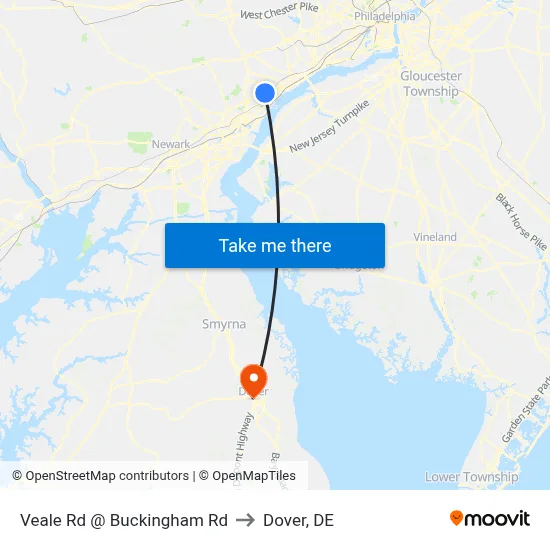 Veale Rd @ Buckingham Rd to Dover, DE map