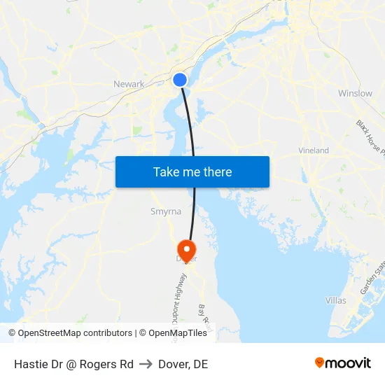 Hastie Dr @ Rogers Rd to Dover, DE map