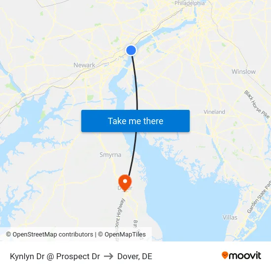 Kynlyn Dr @ Prospect Dr to Dover, DE map