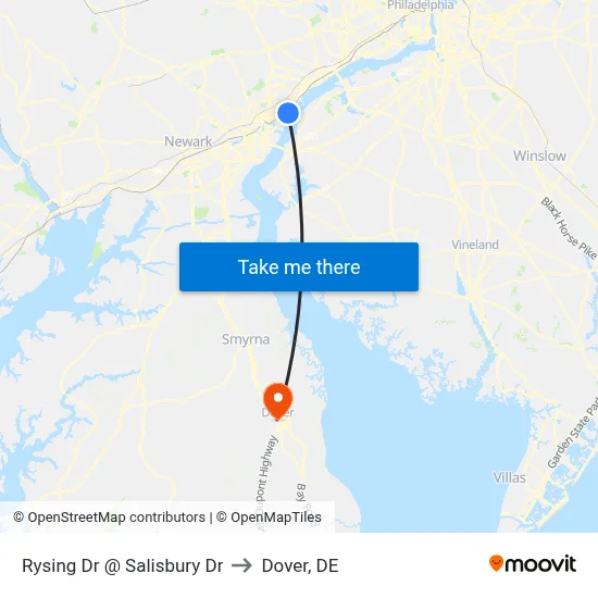 Rysing Dr @ Salisbury Dr to Dover, DE map