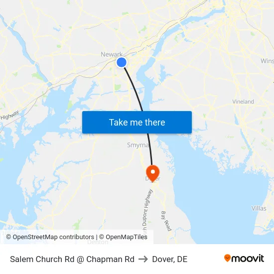 Salem Church Rd @ Chapman Rd to Dover, DE map