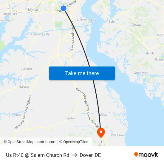 Us Rt40 @ Salem Church Rd to Dover, DE map