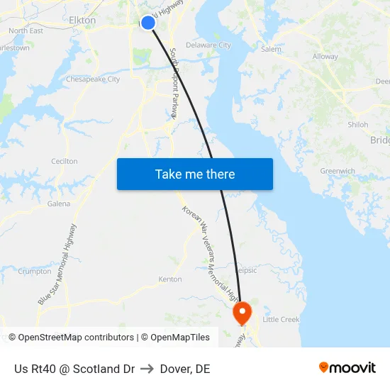 Us Rt40 @ Scotland Dr to Dover, DE map