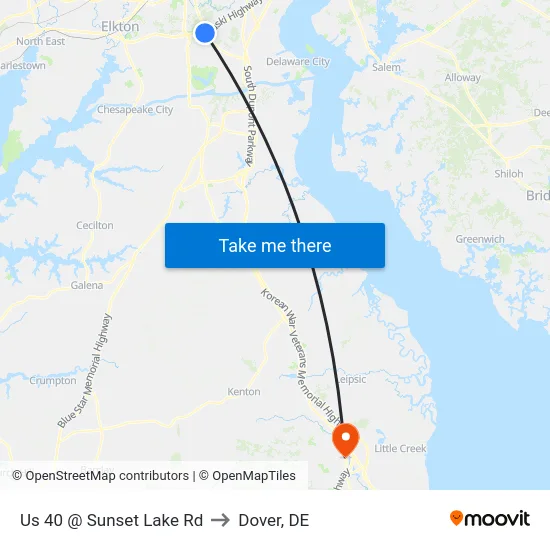 Us 40 @ Sunset Lake Rd to Dover, DE map