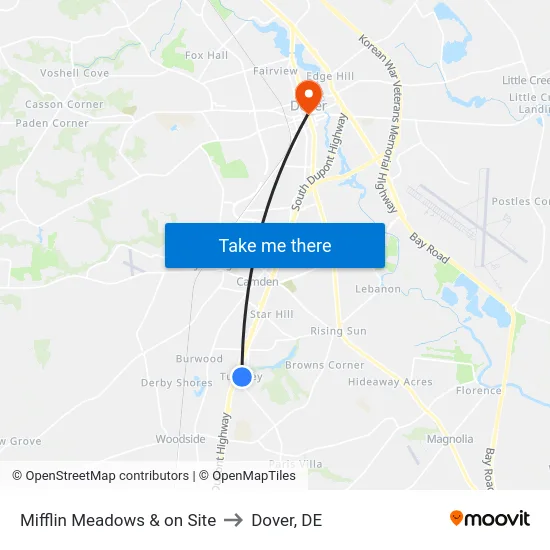 Mifflin Meadows & on Site to Dover, DE map