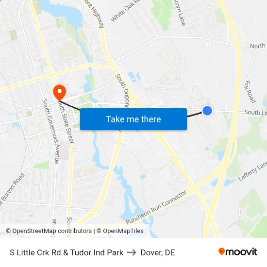 S Little Crk Rd & Tudor Ind Park to Dover, DE map