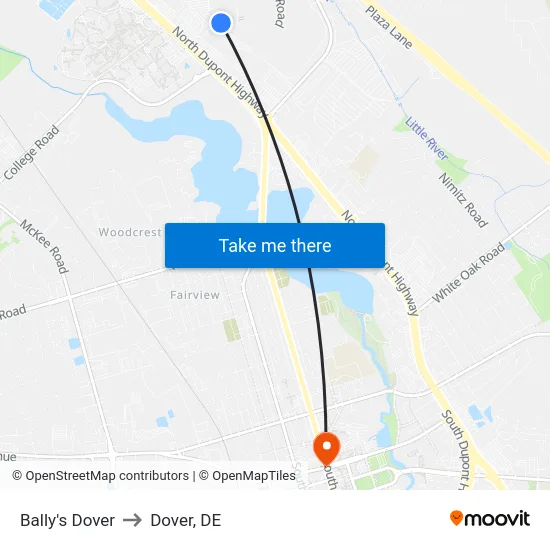 Bally's Dover to Dover, DE map