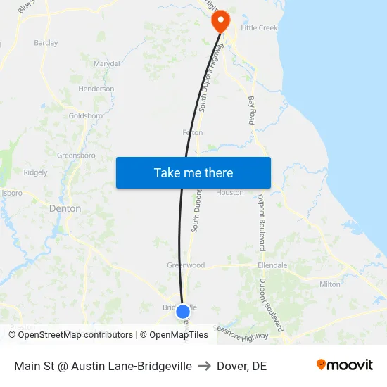 Main St @ Austin Lane-Bridgeville to Dover, DE map