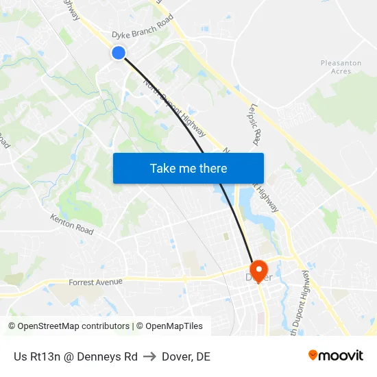 Us Rt13n @ Denneys Rd to Dover, DE map