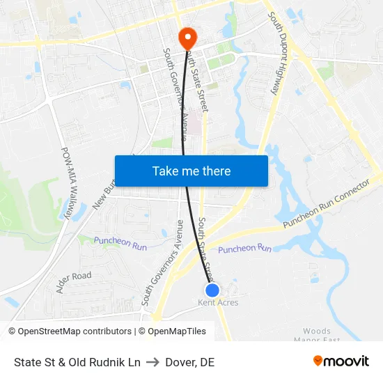 State St & Old Rudnik Ln to Dover, DE map