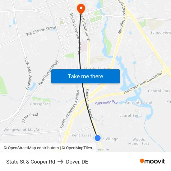 State St & Cooper Rd to Dover, DE map