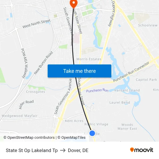 State St Op Lakeland Tp to Dover, DE map