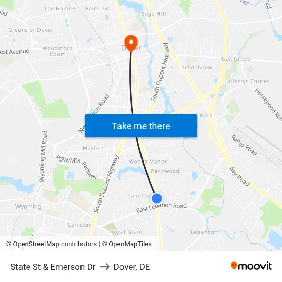 State St & Emerson Dr to Dover, DE map