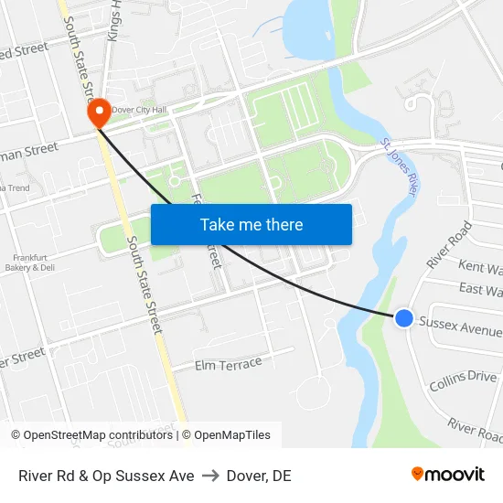 River Rd & Op Sussex Ave to Dover, DE map