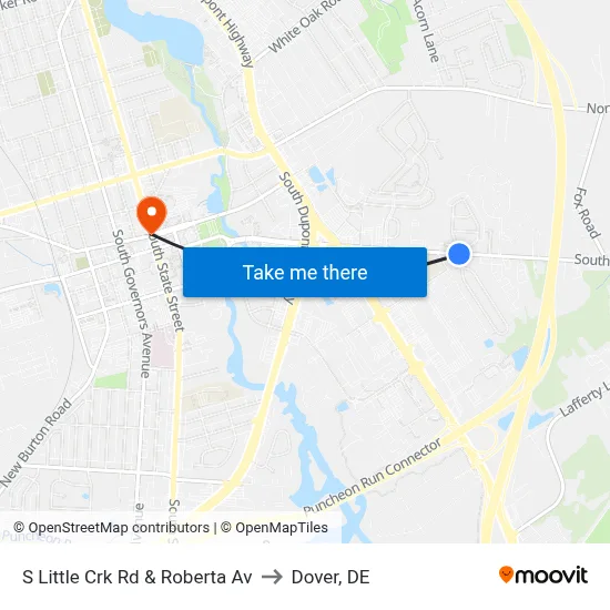 S Little Crk Rd & Roberta Av to Dover, DE map