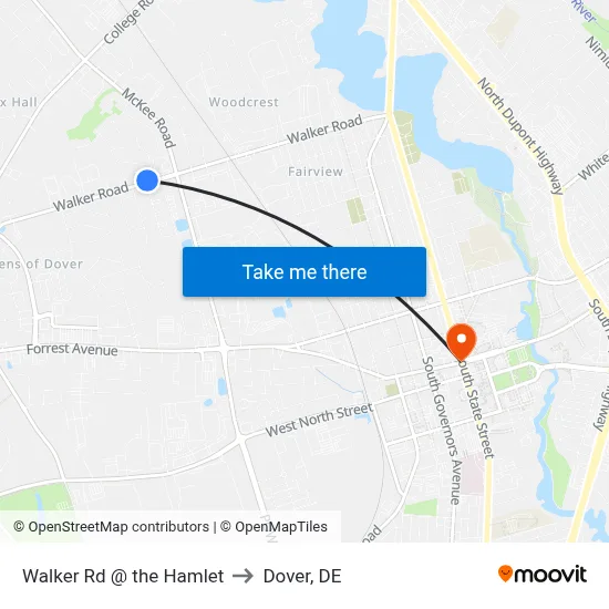 Walker Rd @ the Hamlet to Dover, DE map