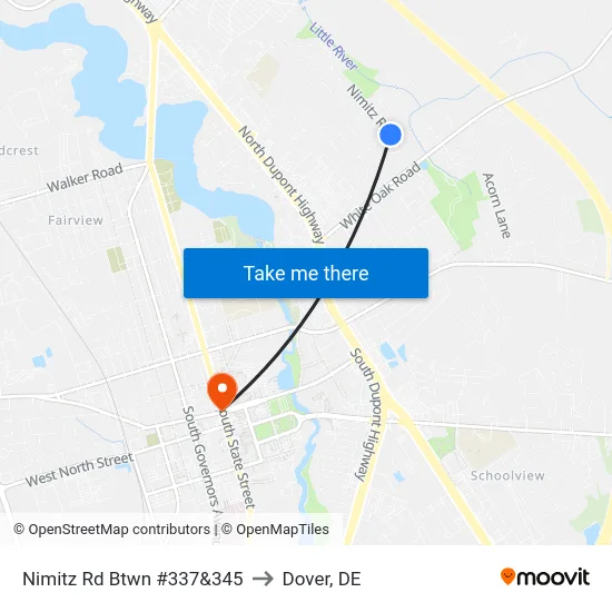 Nimitz Rd Btwn #337&345 to Dover, DE map