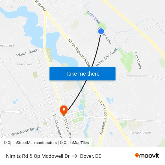 Nimitz Rd & Op Mcdowell Dr to Dover, DE map