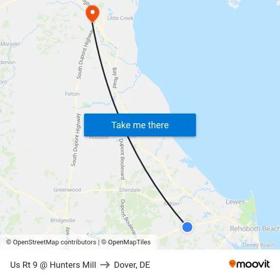 Us Rt 9 @ Hunters Mill to Dover, DE map