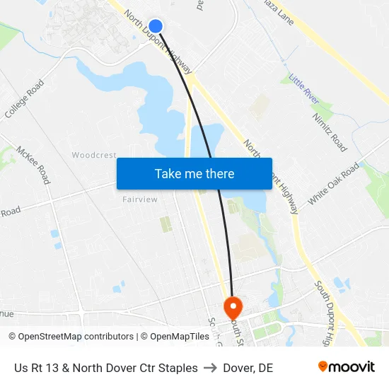 Us Rt 13 & North Dover Ctr Staples to Dover, DE map
