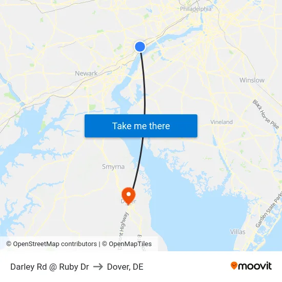 Darley Rd @ Ruby Dr to Dover, DE map