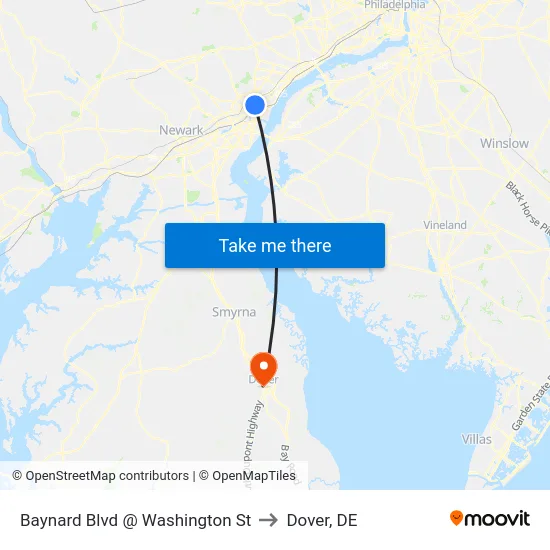 Baynard Blvd @ Washington St to Dover, DE map