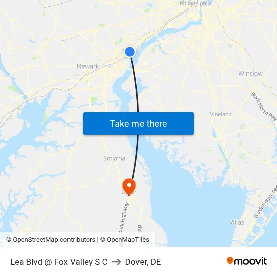 Lea Blvd @ Fox Valley S C to Dover, DE map