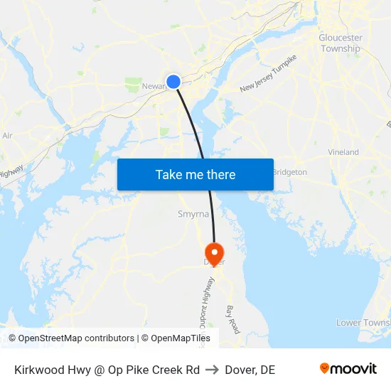 Kirkwood Hwy @ Op Pike Creek Rd to Dover, DE map