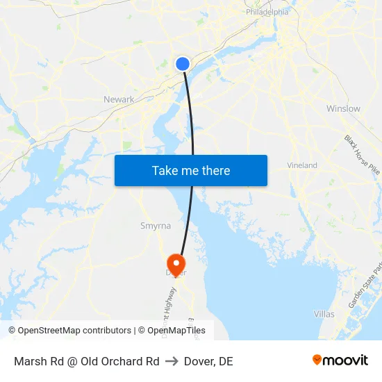 Marsh Rd @ Old Orchard Rd to Dover, DE map