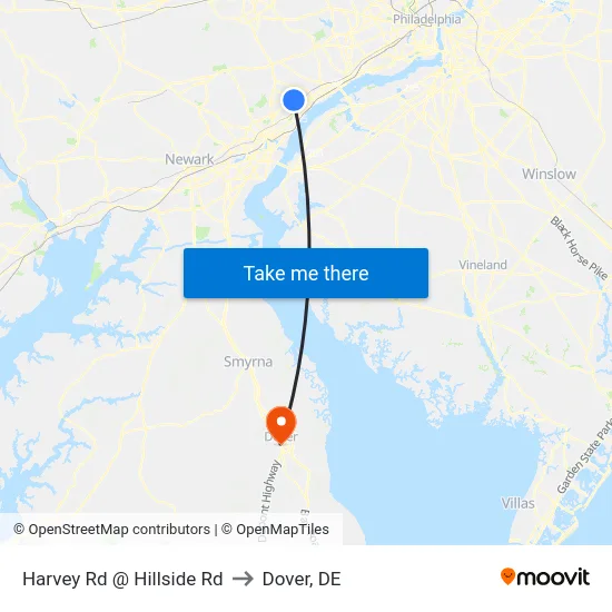 Harvey Rd @ Hillside Rd to Dover, DE map