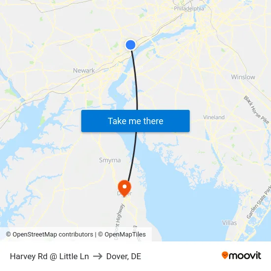 Harvey Rd @ Little Ln to Dover, DE map