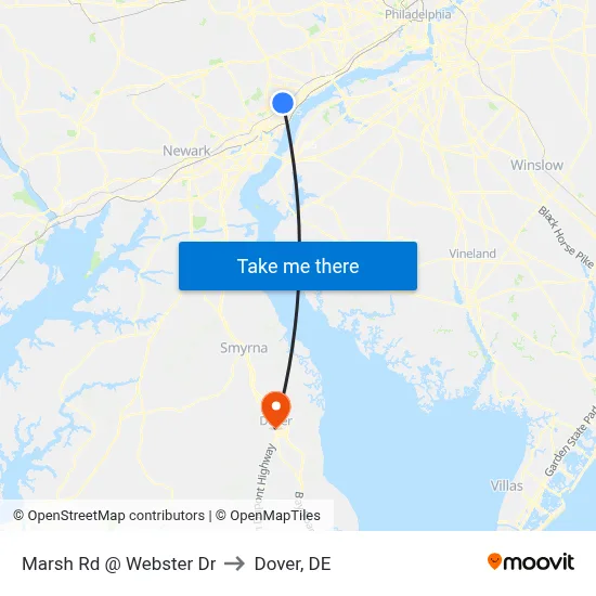 Marsh Rd @ Webster Dr to Dover, DE map