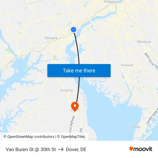 Van Buren St @ 30th St to Dover, DE map