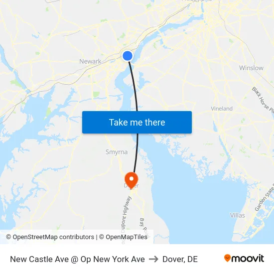 New Castle Ave @ Op New York Ave to Dover, DE map