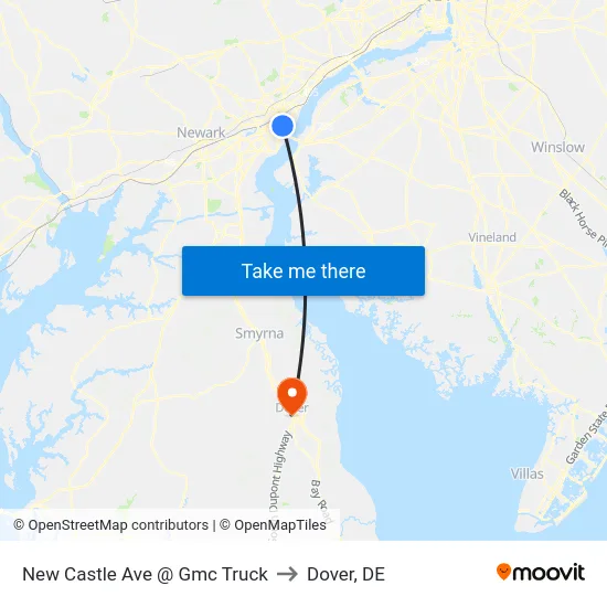 New Castle Ave @ Gmc Truck to Dover, DE map