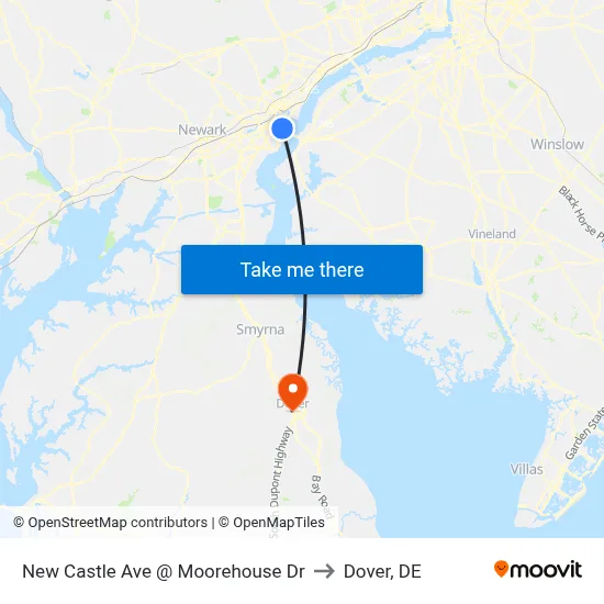 New Castle Ave @ Moorehouse Dr to Dover, DE map
